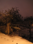 SX25892 Snow covered fence with sign 2 Burial Lane Llantwit Major.jpg